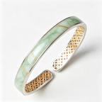 Serene Jade Inlay Open Cuff Bracelet