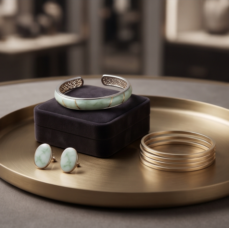 Serene Jade Inlay Open Cuff Bracelet
