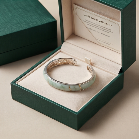 Serene Jade Inlay Open Cuff Bracelet