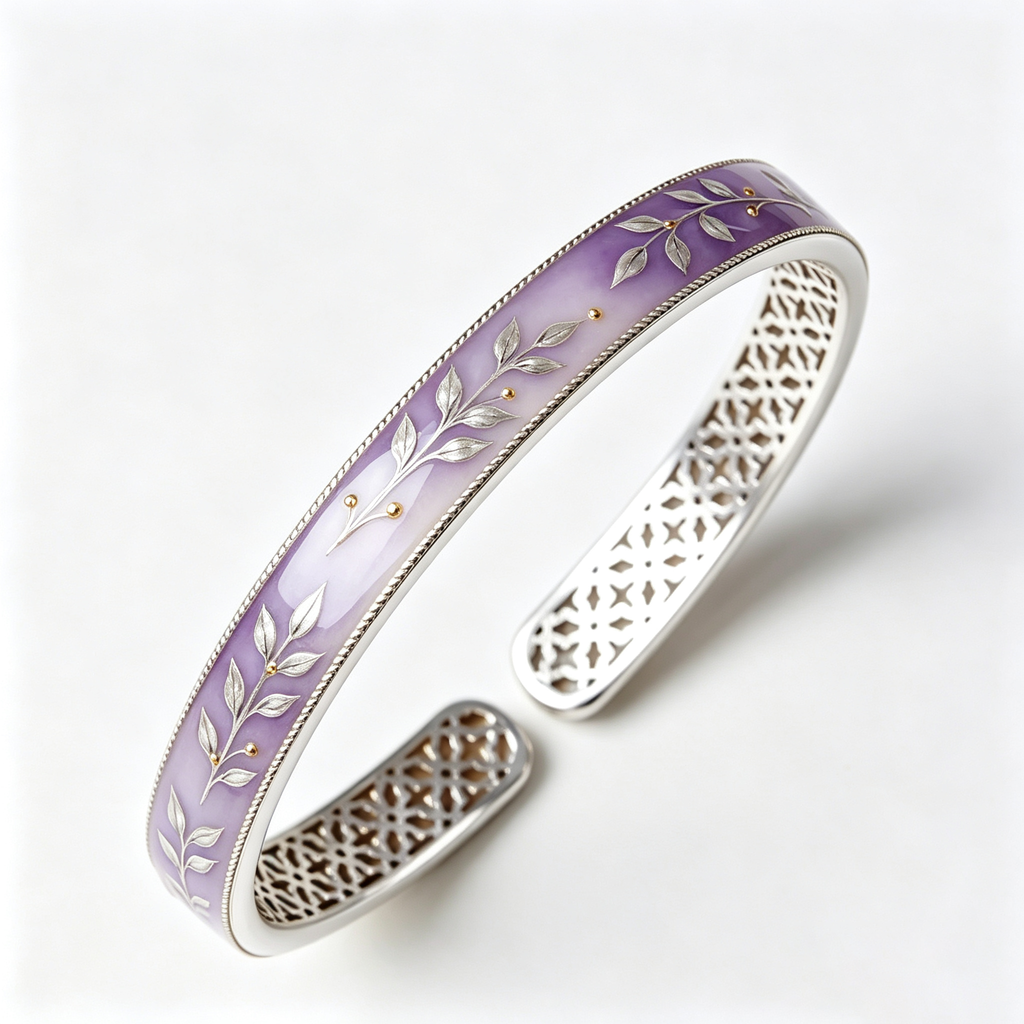 Lavender Leaf Open Cuff Bracelet