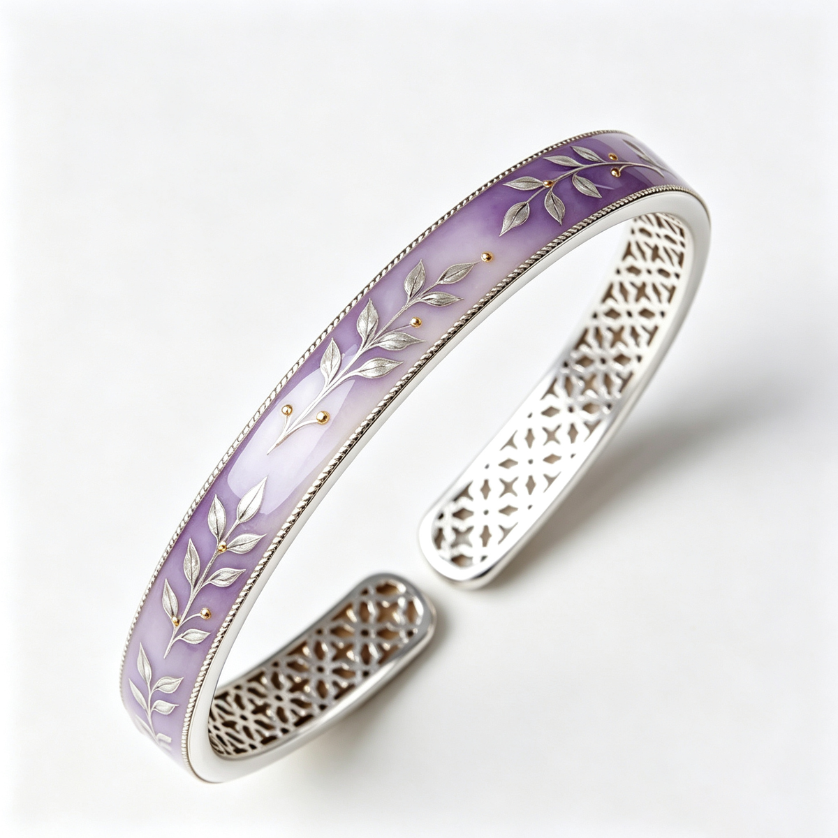 Lavender Leaf Open Cuff Bracelet