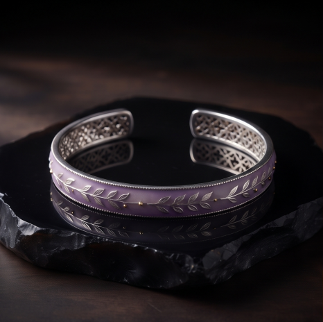 Lavender Leaf Open Cuff Bracelet