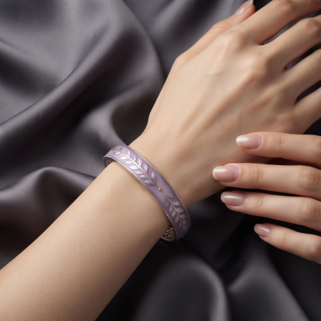 Lavender Leaf Open Cuff Bracelet