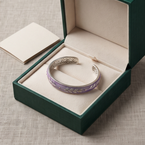 Lavender Leaf Open Cuff Bracelet