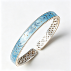 Sky Blue Leaf Open Cuff Bracelet