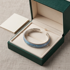 Sky Blue Leaf Open Cuff Bracelet