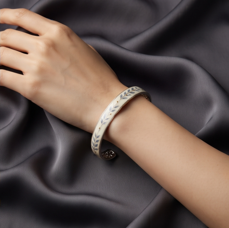 Ivory Leaf Open Cuff Bracelet