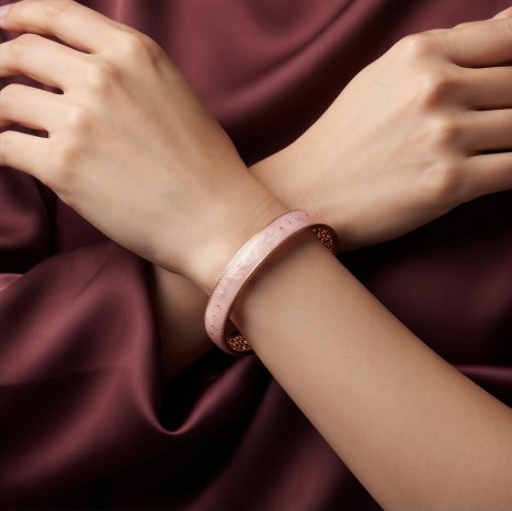 Rose Petal Botanical Open Cuff Bracelet