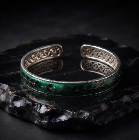 Emerald Leaf Open Cuff Bracelet