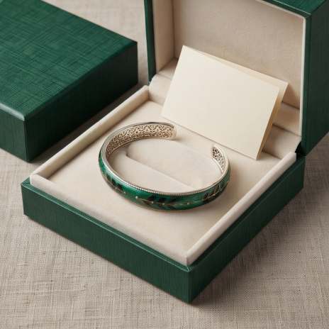 Emerald Leaf Open Cuff Bracelet