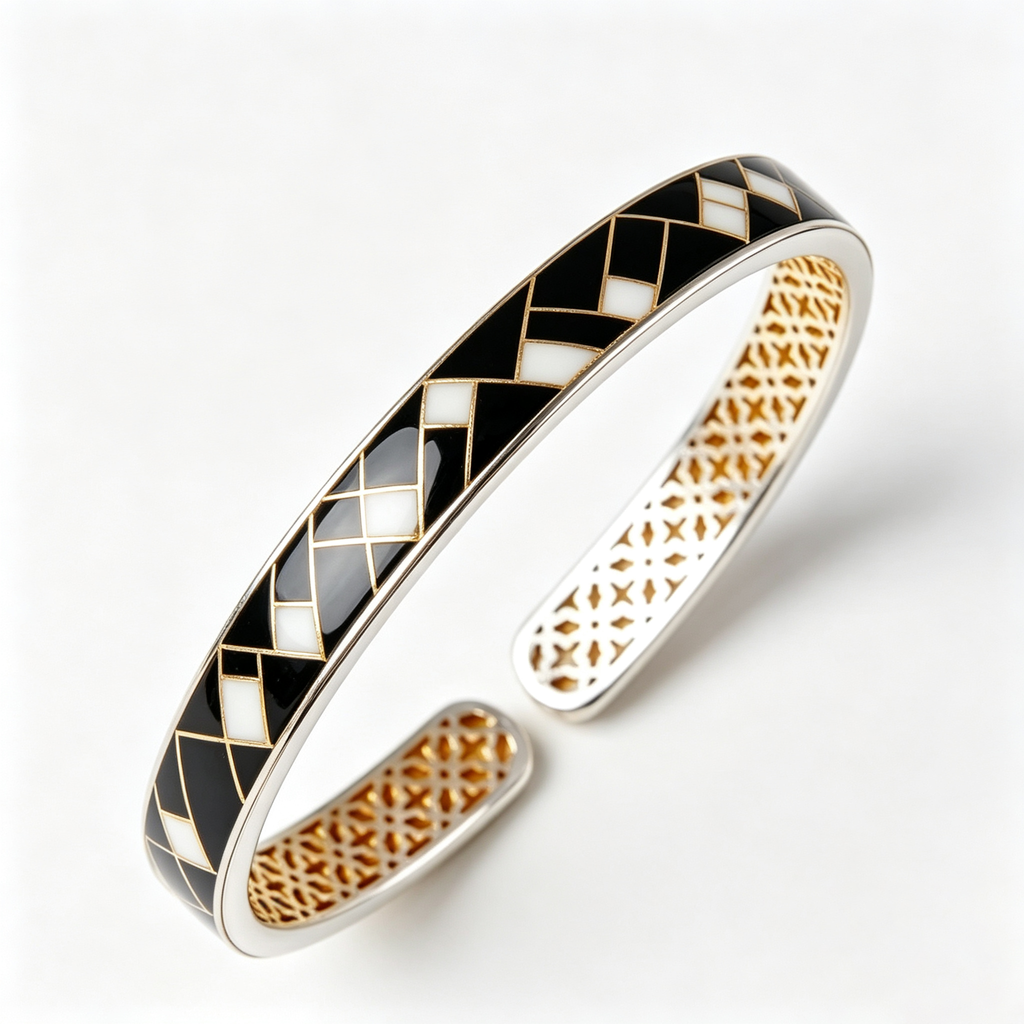 Noir Mosaic Open Cuff Bracelet
