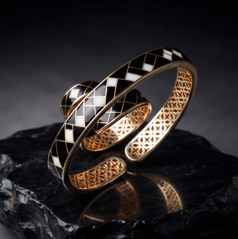 Noir Mosaic Open Cuff Bracelet