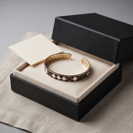 Noir Mosaic Open Cuff Bracelet