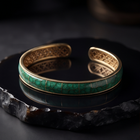 Emerald Mosaic Open Cuff Bracelet