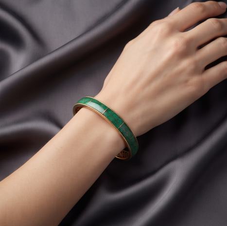 Emerald Mosaic Open Cuff Bracelet