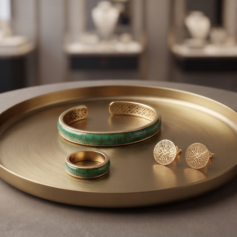 Emerald Mosaic Open Cuff Bracelet
