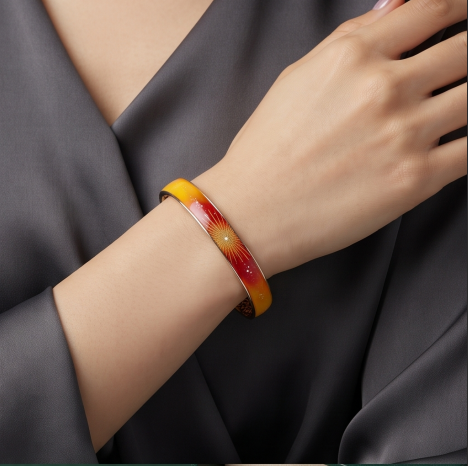 Solar Glow Sunburst Open Cuff Bracelet