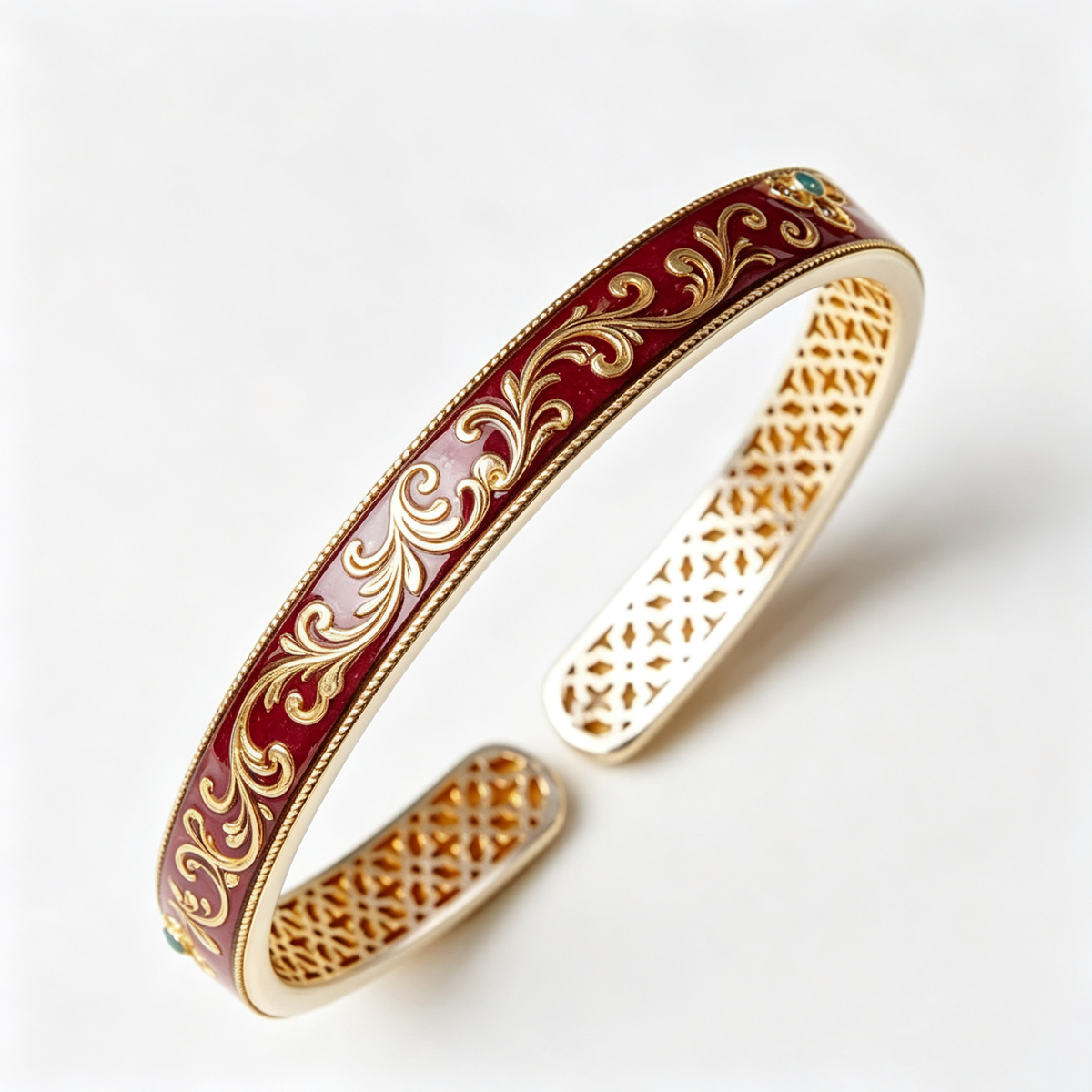 Ruby Blush Scroll Open Cuff Bracelet