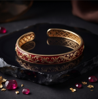 Ruby Blush Scroll Open Cuff Bracelet