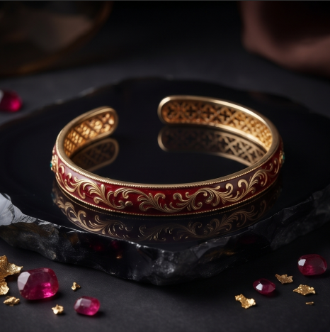 Ruby Blush Scroll Open Cuff Bracelet