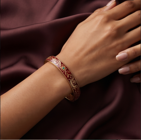 Ruby Blush Scroll Open Cuff Bracelet