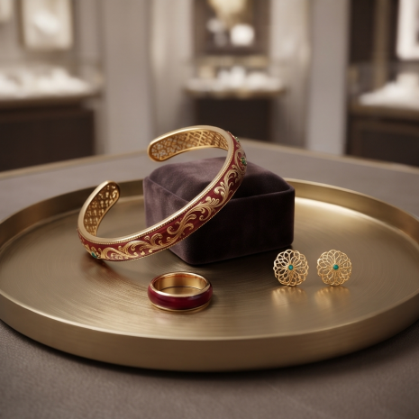 Ruby Blush Scroll Open Cuff Bracelet