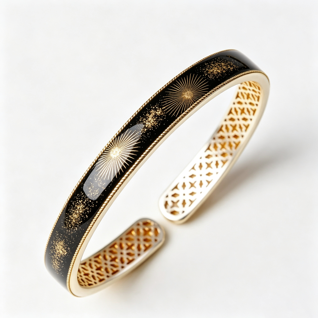 Midnight Starburst Open Cuff Bracelet