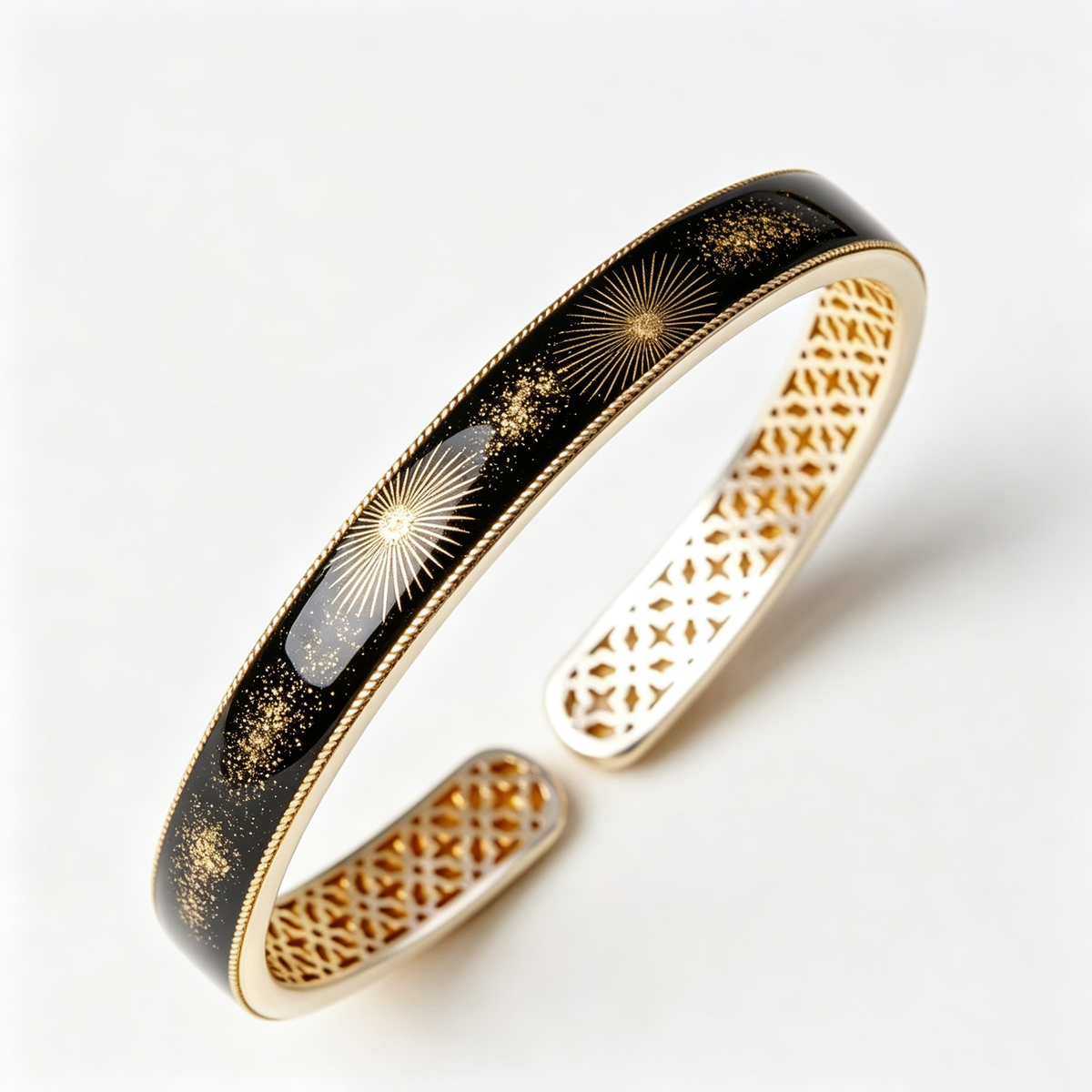 Midnight Starburst Open Cuff Bracelet
