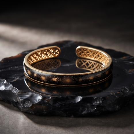 Midnight Starburst Open Cuff Bracelet