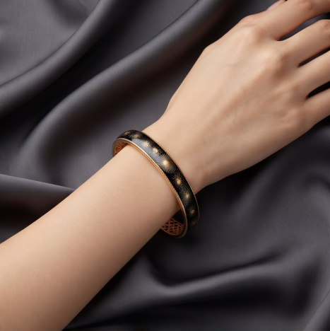 Midnight Starburst Open Cuff Bracelet