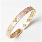 Blush Blossom Floral Open Cuff Bracelet