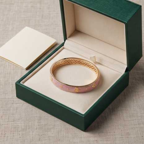 Blush Blossom Floral Open Cuff Bracelet